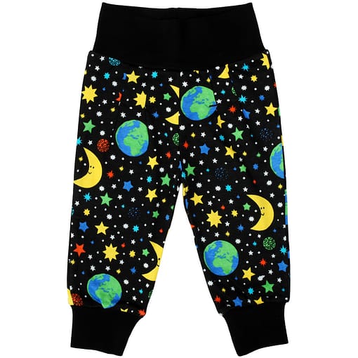 DUNS Sweden mother earth print trousers on black organic cotton