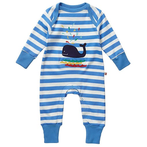 Whale applique organic playsuit by Piccalilly