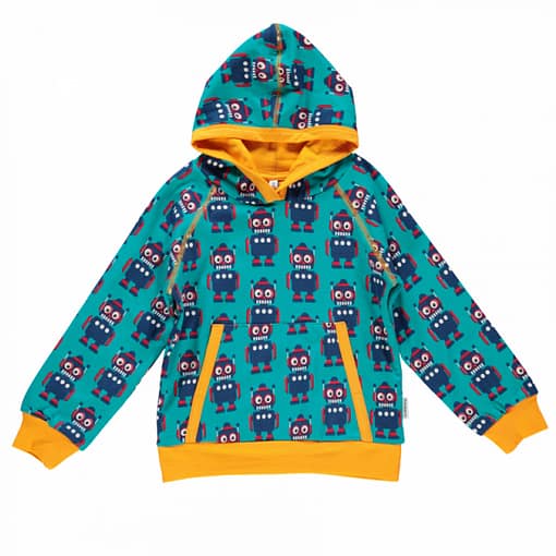 Robot hoody top by Maxomorra in organic cotton (Age 2-4)
