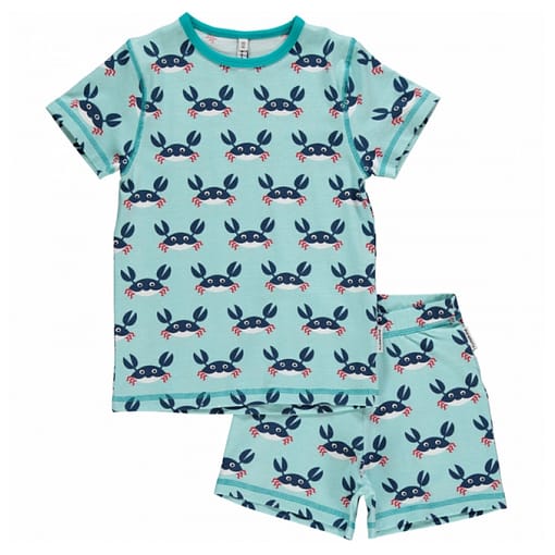 Maxomorra organic summer short sleeve pyjamas in crabs print (18-24 months)