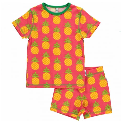 Maxomorra organic summer short sleeve pineapple pyjamas (Age 2-4)