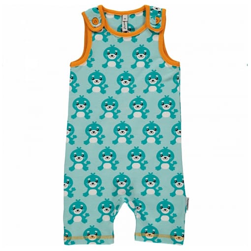 Seal short playsuit dungarees by Maxomorra in organic cotton (4-6 months)