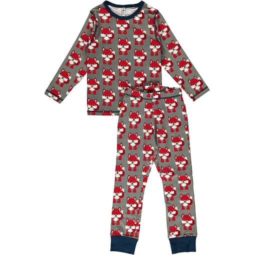 Maxomorra organic cotton pyjamas in fox print on grey (18-24m 86/92cm)
