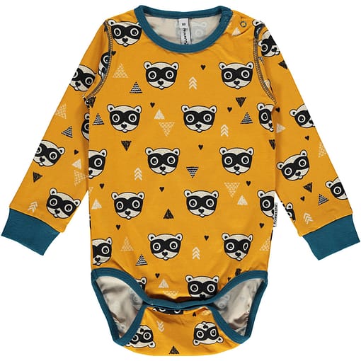 Bandit print organic cotton long sleeve bodysuit - Maxomorra (74cm 6-9 months)