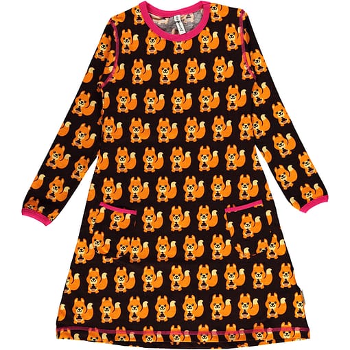 Squirrel organic cotton long sleeve dress from Maxomorra (92cm 18-24m)