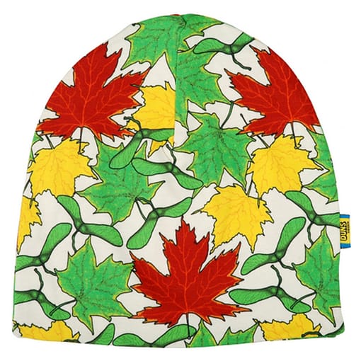 DUNS Sweden organic beanie hat: radishes | wind in the willows | forest life | rowanberry | leaves | pine forest