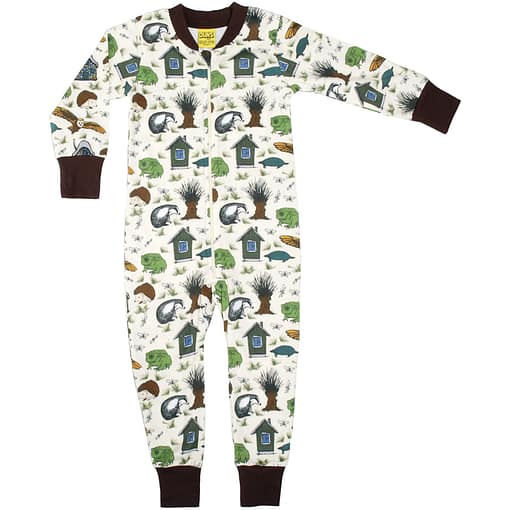 DUNS Sweden Wind in the Willows on cream organic cotton zip onesie (56cm 1-2 months)