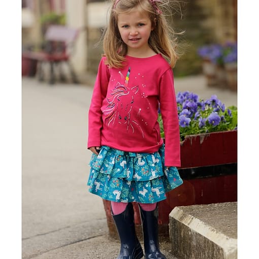Rainbow unicorn tunic top by Piccalilly on organic cotton - Image 2