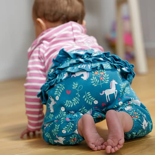 Unicorn ruffle back trousers by Piccalilly in organic cotton - Image 3