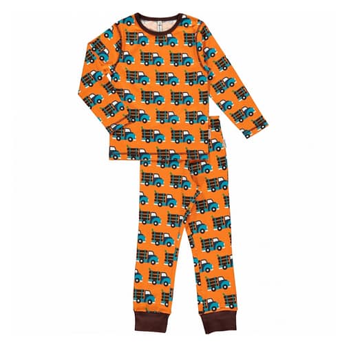 Maxomorra organic cotton pyjamas in log truck print (110-116cm Age 4-6)
