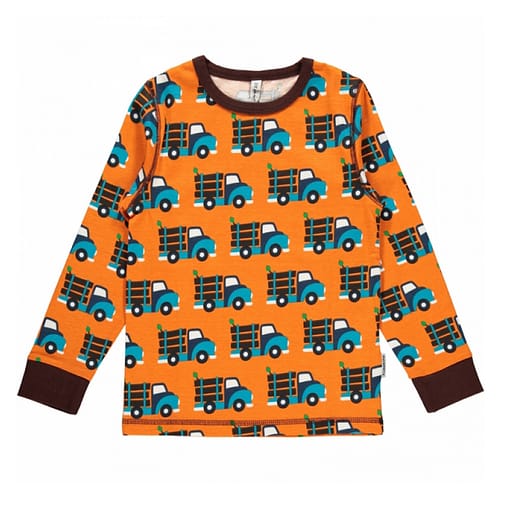 Log truck print long sleeve top by Maxomorra in organic cotton (Age 4-6 110-116)