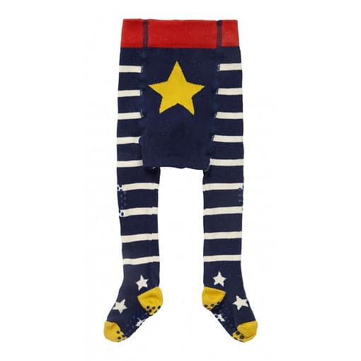 Piccalilly blue and white stripe baby crawler tights in organic cotton