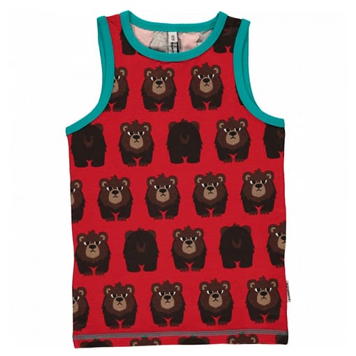 Maxomorra ~ bear organic cotton sleeveless vest  (122-128cm Age 6-8)