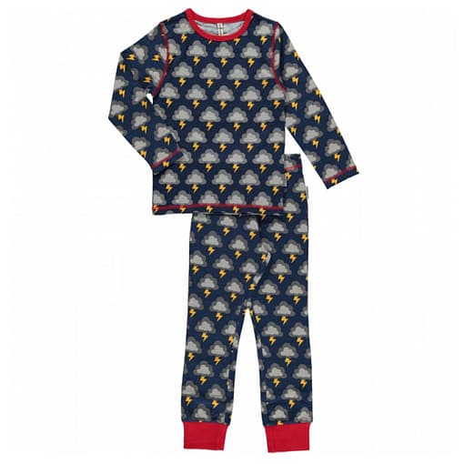 Maxomorra organic cotton pyjamas in lightning clouds design 
