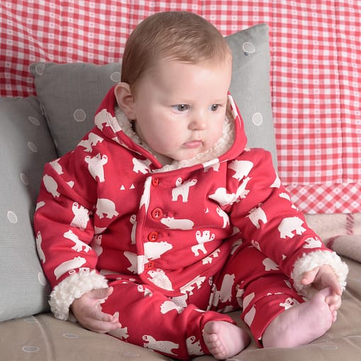Polar bear sherpa fleece jacket by Piccalilly in organic cotton (12-18m) - Image 3