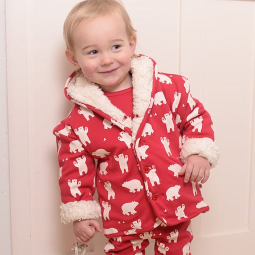 Polar bear sherpa fleece jacket by Piccalilly in organic cotton (12-18m) - Image 2
