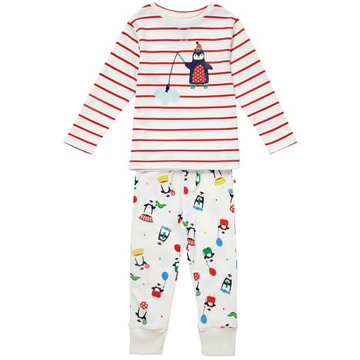 Penguin stripe pyjamas by Piccalilly in organic cotton