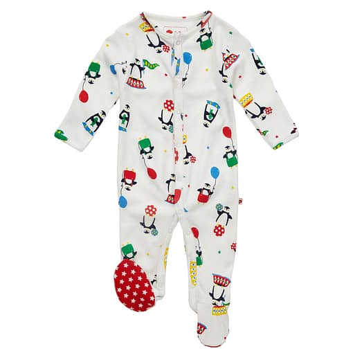 Christmas penguin sleepsuit by Piccalilly in organic cotton