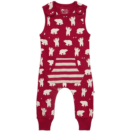 Polar bear dungarees by Piccalilly in organic cotton