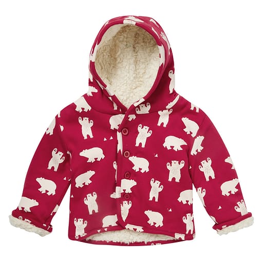 Polar bear sherpa fleece jacket by Piccalilly in organic cotton (12-18m)