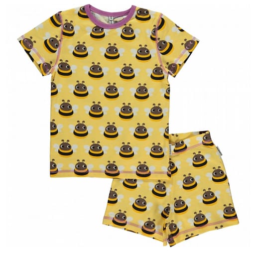 Maxomorra organic short sleeve summer pyjamas in bumblebee print (110-116cm Age 4-6)