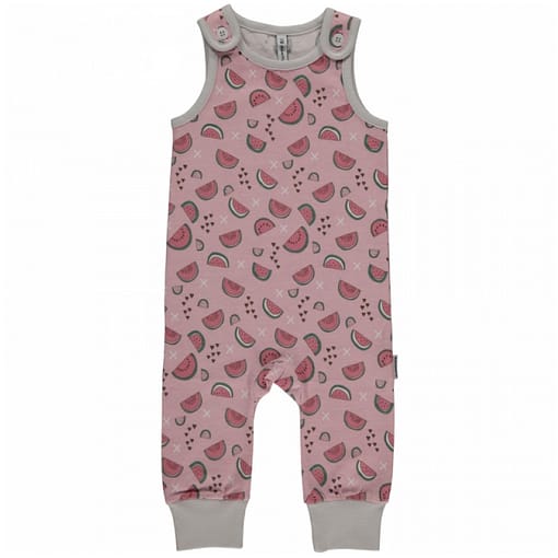 Watermelon Love print dungarees by Maxomorra in organic cotton