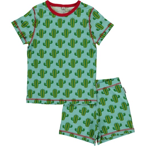 Maxomorra organic cotton short sleeve summer pyjamas in cactus print (110-116 Age 4-6)