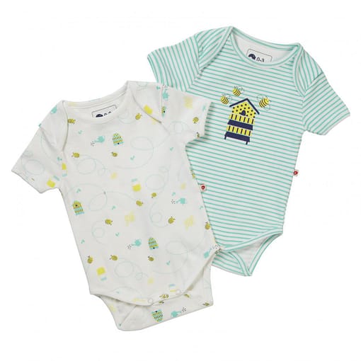 Honey bee baby vest by Piccalilly in organic cotton (2 pack)