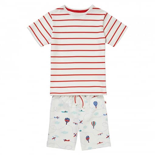 Fly the Sky stripe summer pyjamas by Piccalilly in organic cotton