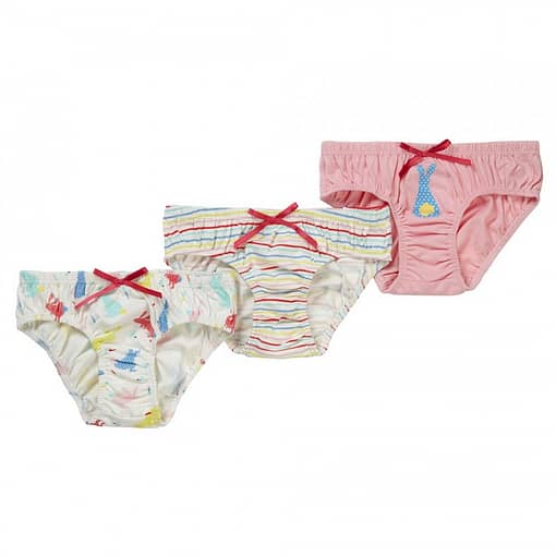 Piccalilly ~ Girls organic cotton knickers in Bunnies | Stripe | Rabbit - 3 pack (4-5 years)