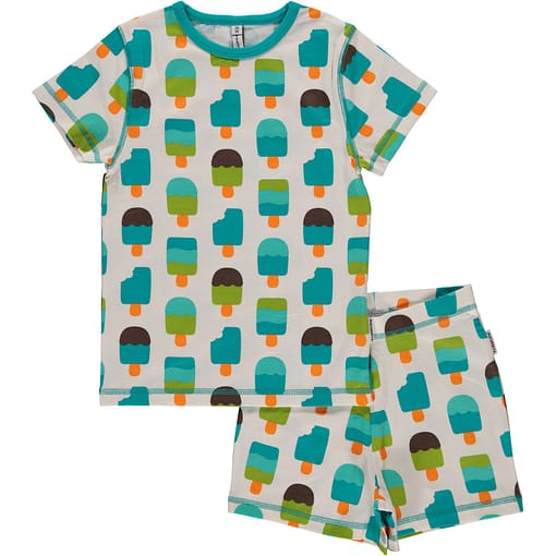Maxomorra organic short sleeve pyjamas in ice cream print 