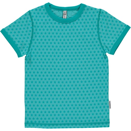 Maxomorra turquoise stars organic cotton short sleeve t-shirt (98-104cm 2-4)