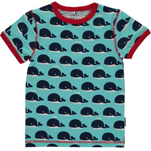 Maxomorra whale print organic cotton short sleeve t-shirt (122-128cm 6-8)