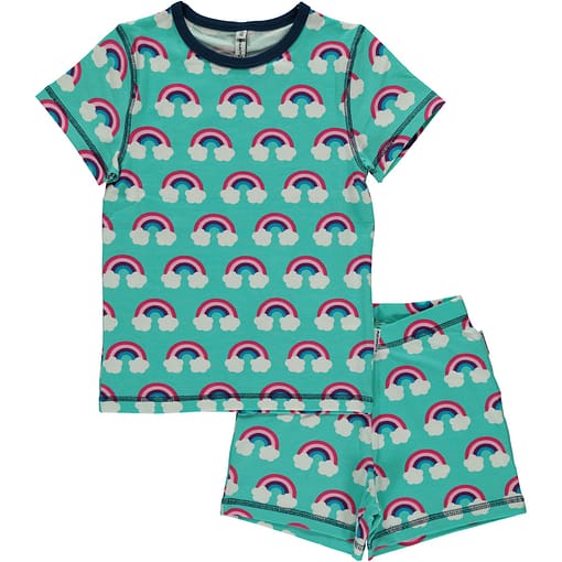 Maxomorra organic short sleeve pyjamas in rainbow print (98-104cm Age 2-4)