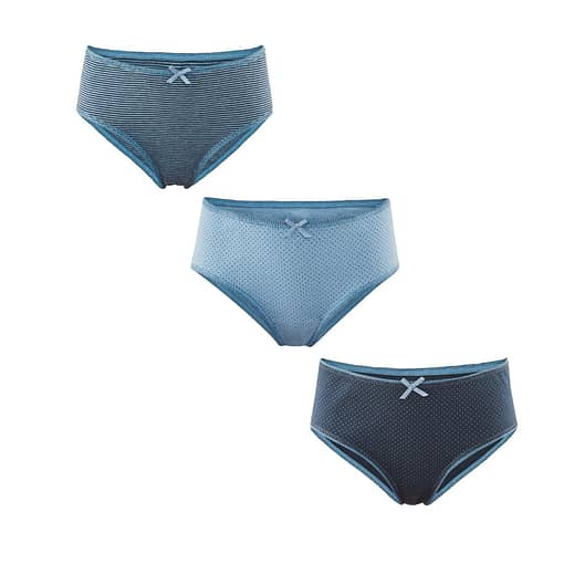 Living crafts ~ Girls organic soft blue cotton knickers - 3 pack (110-116cm (Age 4-5)