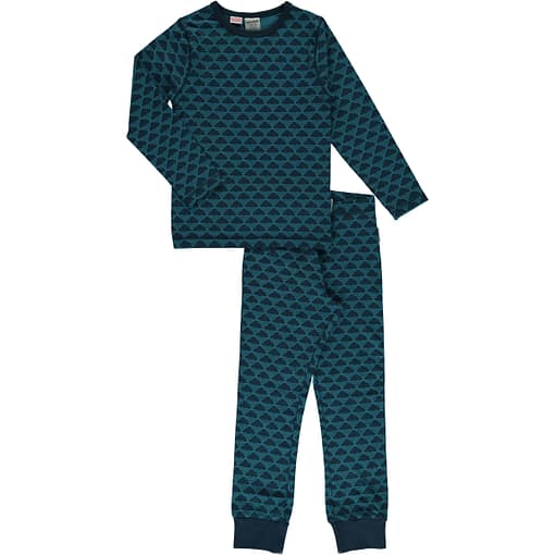 Maxomorra organic cotton pyjamas in blue mono cloud design (86-92cm 18-24m)