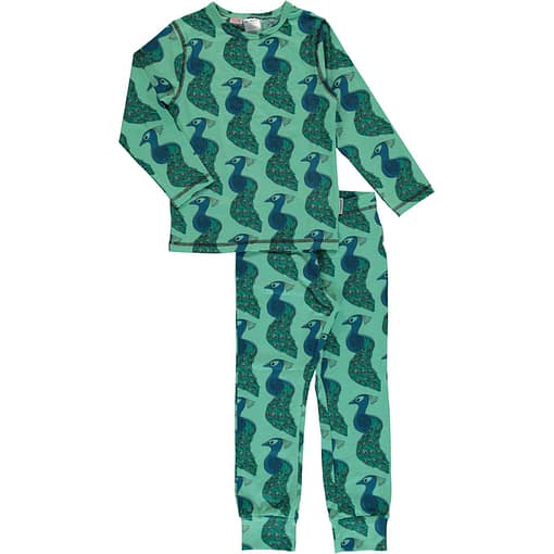 Maxomorra organic cotton pyjamas in peacock print (98-104cm 2-4)