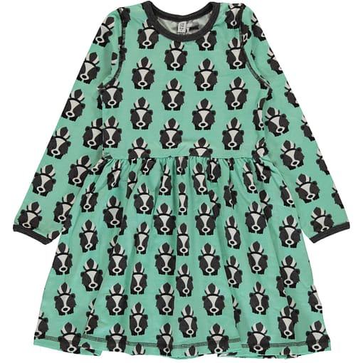 Skunk print organic cotton spin dress from Maxomorra (110-116cm 4-6)