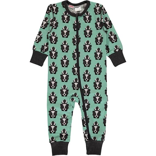 Maxomorra skunk organic long sleeve zip romper (74/80 9-12m)