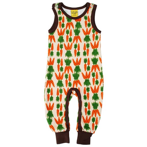 DUNS Sweden carrots print organic cotton velour dungarees (86cm 12-18m)