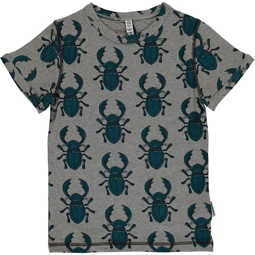 Stag beetle print organic short sleeve t-shirt - Maxomorra 