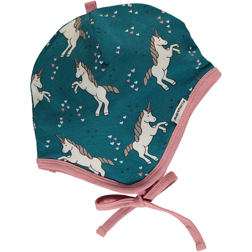 Unicorn dreams organic cotton helmet hat from Maxomorra 