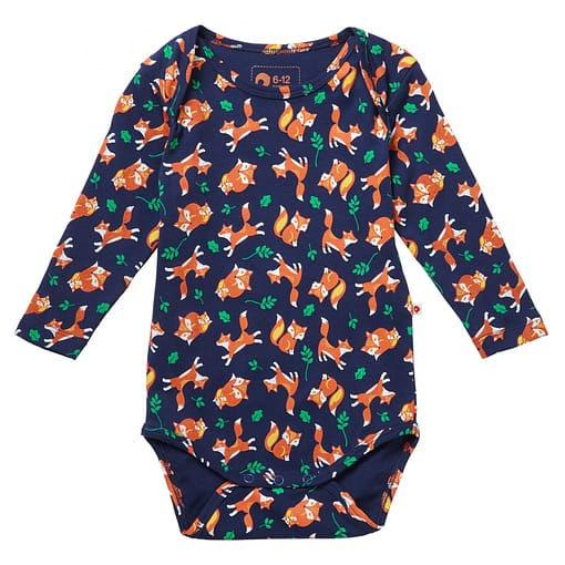 Fox print baby body by Piccalilly in organic cotton (6-12 months)