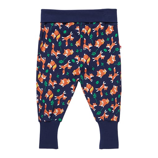Fox print pull up trousers by Piccalilly in organic cotton