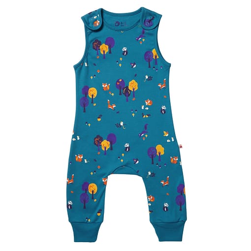 Woodland dungarees by Piccalilly in organic cotton
