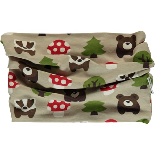 Forest animals print organic cotton tube scarf from Maxomorra