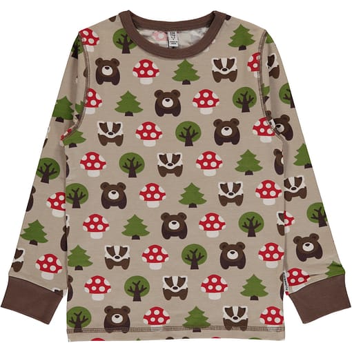 Forest animals print organic long sleeve top - Maxomorra (86/92cm)