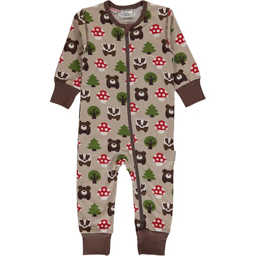Maxomorra forest animals organic cotton zip romper (74-80cm 9-12m)