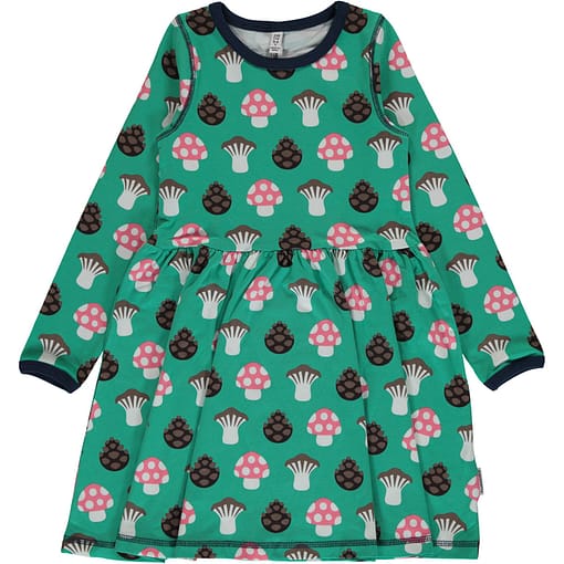 Mushroom organic cotton long sleeve spin dress ~ Maxomorra (18/24m 86/92)