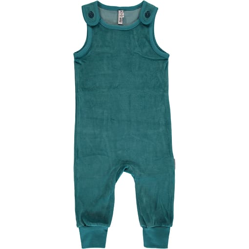 Soft Petrol blue dungarees by Maxomorra in organic blend velour 86/92